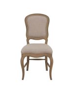 Chaise en hévéa massif et tissu beige - Éléonore