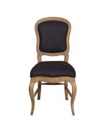 Chaise en hévéa massif et tissu gris anthracite - Éléonore