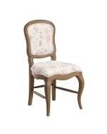 Chaise en frêne massif et tissu fleur opaline - Éléonore