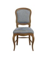 Chaise en tissu bleu chambray et frêne massif - Éléonore