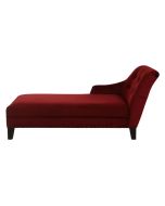 Méridienne droite en velours lie de vin et hévéa noir - Eugénie