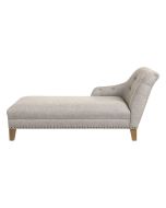 Méridienne droite en tissu losange gris et frêne massif - Eugénie