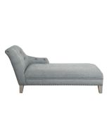 Méridienne gauche en hévéa gris argenté et tissu bleu chambray - Eugénie