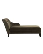 Méridienne gauche en hévéa noir et velours kaki - Eugénie