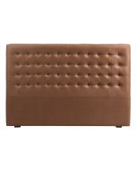 Tête de lit capitonnée 180 cm en hévéa et cuir synthétique cognac - Capucine