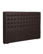 Tête de lit capitonnée 180 cm en frêne et cuir synthétique chocolat - Capucine