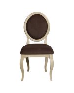 Chaise médaillon en tissu marron glacé - Hortense