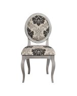 Chaise médaillon en tissu arabesque et hévéa - Hortense