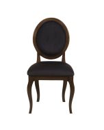 Chaise médaillon en tissu anthracite et frêne massif - Hortense