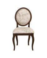 Chaise médaillon en tissu paradisier et frêne massif - Hortense