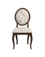 Chaise médaillon en tissu fleurs opaline - Hortense