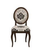 Chaise médaillon en tissu arabesque et frêne massif - Hortense