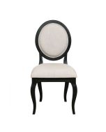 Chaise médaillon en tissu beige - Hortense