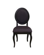 Chaise médaillon en tissu gris anthracite - Hortense