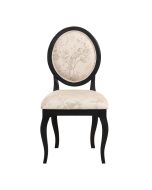 Chaise médaillon en tissu paradisier et bois noir - Hortense