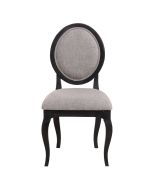 Chaise médaillon en tissu gris chambray - Hortense