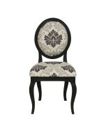 Chaise médaillon en bois noir et tissu arabesque - Hortense