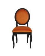 Chaise médaillon en tissu velours jaune safran - Hortense