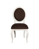 Chaise médaillon en tissu marron glacé et hévéa - Hortense