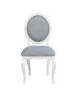 Chaise médaillon en tissu bleu chambray - Hortense