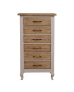 Commode chiffonnier 6 tiroirs en épicéa gris tourterelle - Provence