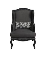 Fauteuil bergère en frêne noir et tissu feuilles noires - Bruges