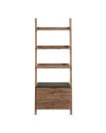 Bibliothèque étagère échelle en acacia et béton - Horizon