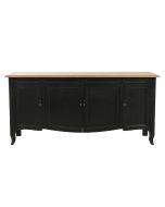 Buffet bas noir 4 portes 1 tiroir en pin massif et plateau en frêne massif - Manoir