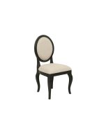 Chaise médaillon en hévéa et tissu - Manoir