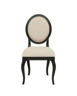 Chaise médaillon noire en hévéa et tissu - Manoir