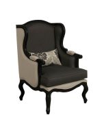 Fauteuil bergère en tissu bicolore - Césarine