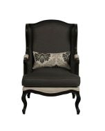 Fauteuil bergère en tissu noir cendré - Césarine