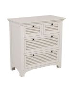 Commode blanche 4 tiroirs en épicéa massif - Vénitiennes