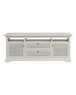 Meuble TV blanc avec rangements en épicéa - Vénitiennes