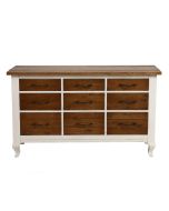 Commode blanche 9 tiroirs en épicéa massif - Provence