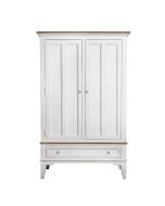 Armoire penderie blanche 2 portes en pin massif et moulures en frêne massif - Esquisse