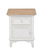 Table de chevet en pin massif blanc et plateau en frêne massif - Esquisse