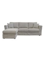 Canapé d'angle 5 places en tissu gris clair - Boston
