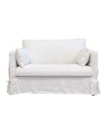 Canapé convertible 2 places en lin froissé blanc  - Welsh