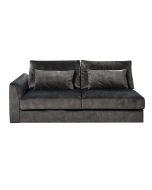 Canapé 2 places en tissu velours noir accoudoir gauche - Baltimore