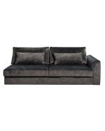 Canapé 3.5 places en tissu velours noir accoudoir droit - Baltimore