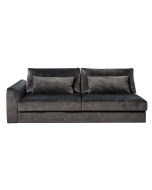 Canapé 3.5 places en tissu velours noir accoudoir gauche - Baltimore