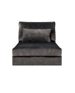 Canapé 1.5 places en tissu velours noir sans accoudoir - Baltimore