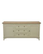 Buffet bas 2 portes en pin gris plume vieilli et plateau en frêne massif - Esquisse