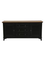 Buffet bas 2 portes en pin noir vieilli et plateau en frêne massif - Esquisse
