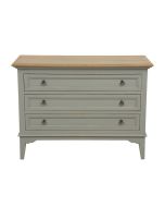 Commode 3 tiroirs en pin gris plume vieilli et plateau en frêne massif - Esquisse