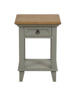 Table de chevet grise 1 tiroir en pin et plateau en frêne massif - Esquisse