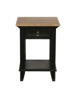 Table de chevet en pin noir vieilli et plateau en frêne massif - Esquisse