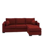 Canapé d'angle 5 places en tissu tomette - Malcolm