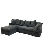 Canapé d'angle 5 places gauche fixe en tissu anthracite - Bilbao